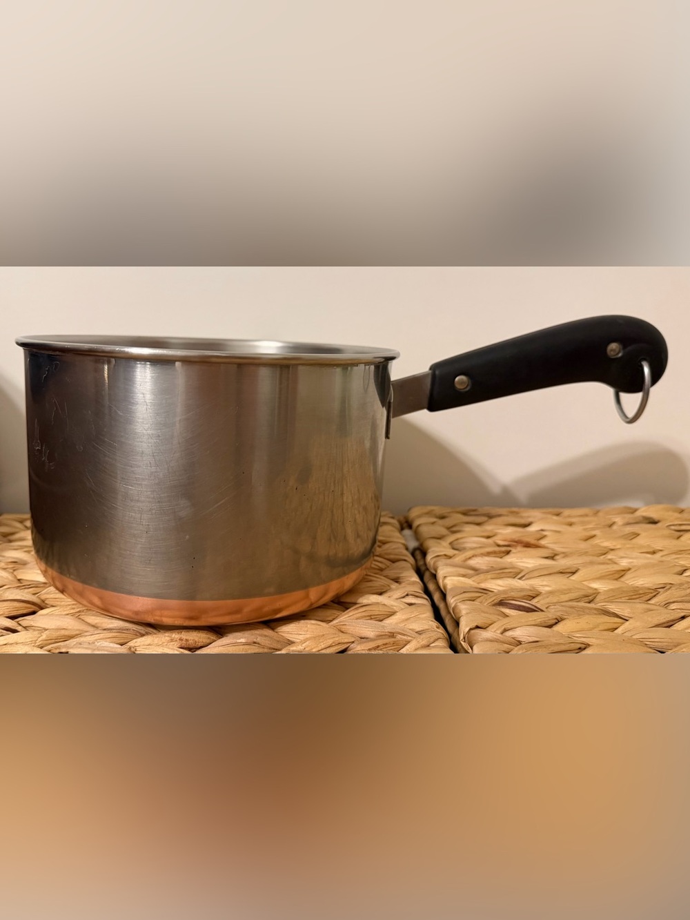 Vintage Revere Ware 3 Quart Saucepan Copper Clad Stainless Steel Riverside CA
